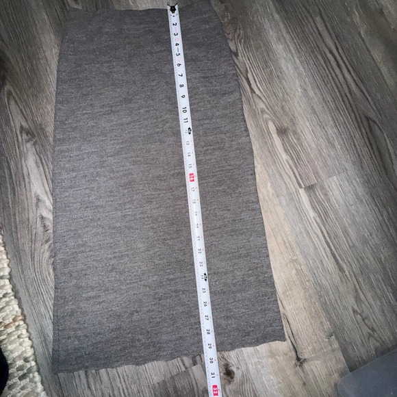 ZARA Knit 2pc Skirt Set Womens S Gray Cropped Sweater Midi Skirt Minimalist - Picture 8 of 10